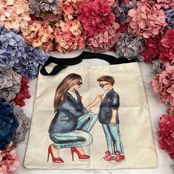 Eco-Friendly High Fashion Mother Son Duo Folding Tote Bag - Picture 5 of 14